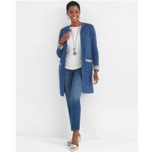 CHICO'S Paisley Leopard-Print Detail Cardigan Size 2 (L)